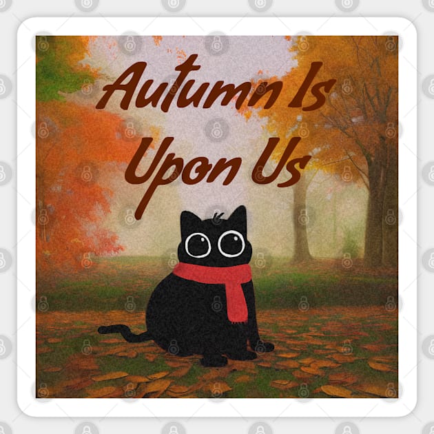 Autumn Season Cozy Cat Tee Sticker by Oni Shop